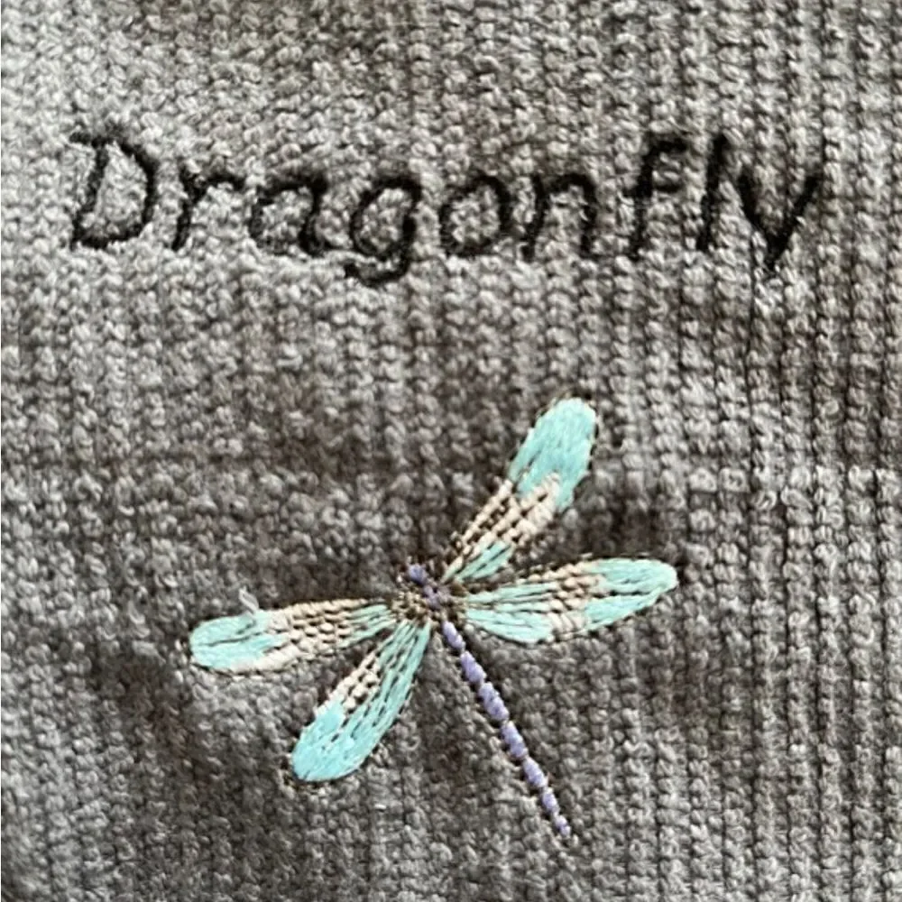 Set of Two Spring Cotton Kitchen Bar-mop White & Gray Towels Dragon/Butterfly